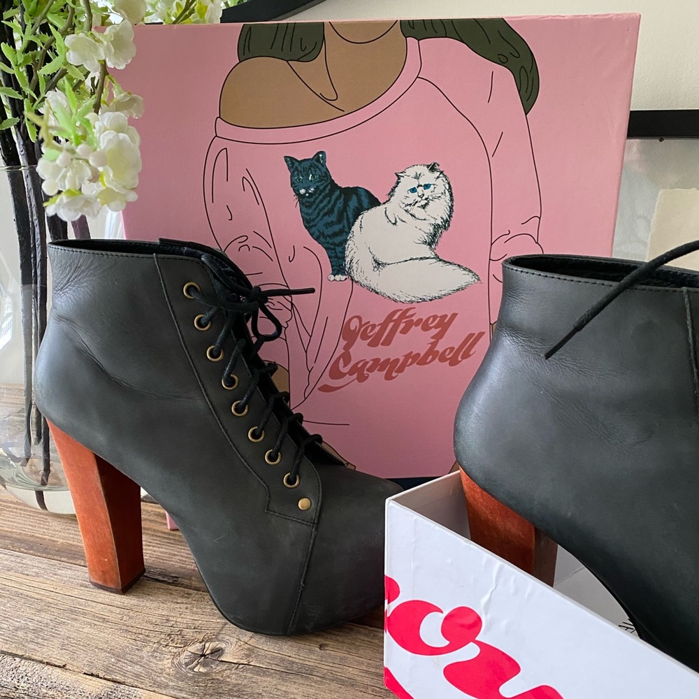 Jeffrey Campbell | Black Distressed Booties